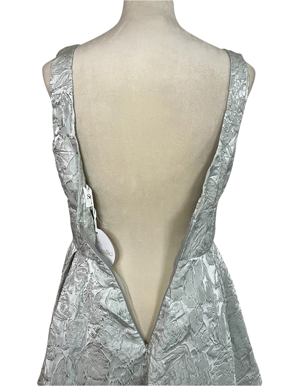Selfie Leslie Belle Enchante Jacquard Mini Dress Sage Green L Party Twirl NWT - Picture 8 of 13